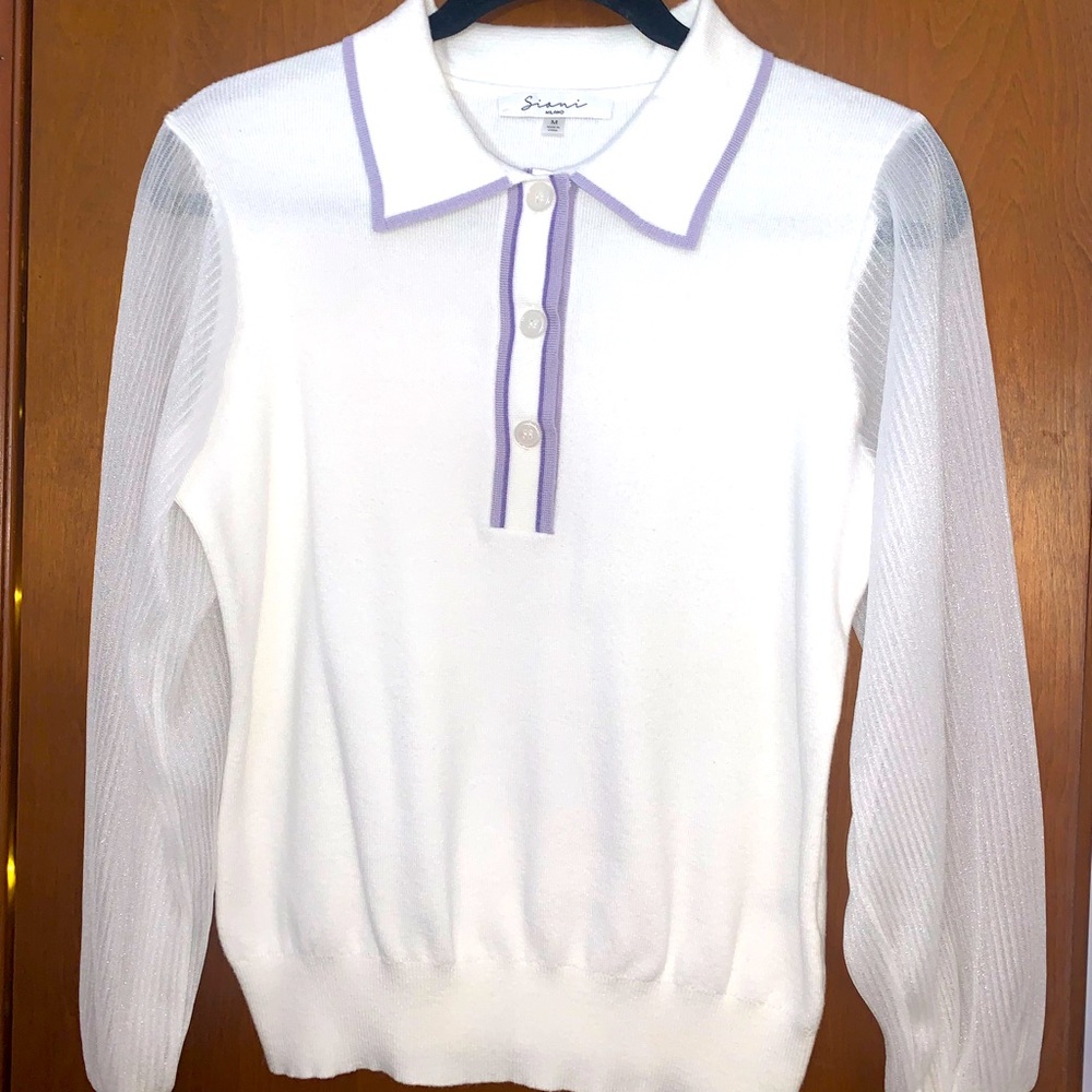 White and Purple Women's Sweater